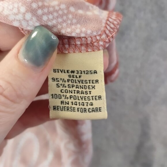 Diana Belle Womens XL Rust Red White Floral Bow Neck Blouse Boho Cottagecore - Picture 9 of 10